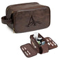 Janhavi Travel Toiletry Bag For Men Waterproof, Groomsmen Gifts Personalized Leather Engraved Initials & Mountain, Mens Dopp Kit Bag, Birthday Gifts For Men, Travel Tssentials (Dark Brown A) - color: Dark Brown, style: A