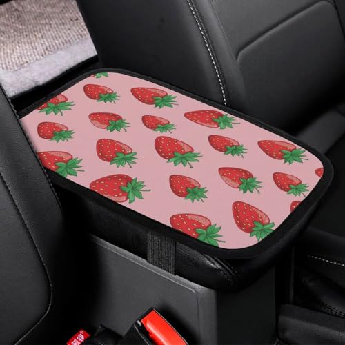 Auto Center Console Armrest Cover Pad Christmas Valentine Present Pink Strawberry Fruit Theme, Comfortable Universal Fit Armrest Box Cover Car Accessories for Vehicle SUV Truck - color: Picture (65)