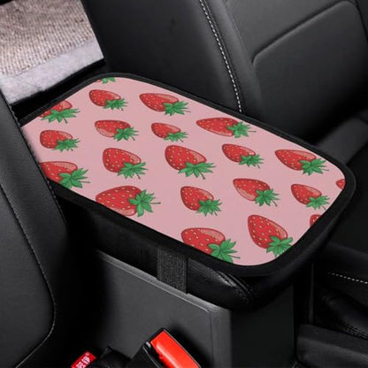 Auto Center Console Armrest Cover Pad Christmas Valentine Present Pink Strawberry Fruit Theme, Comfortable Universal Fit Armrest Box Cover Car Accessories for Vehicle SUV Truck - color: Picture (65)