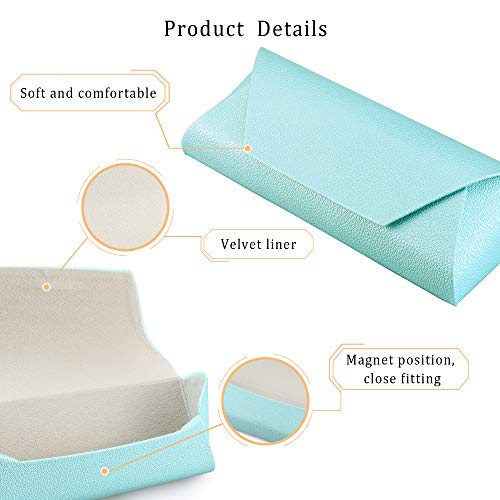 LifeArt Eyeglass Case Hard Shell, Portable Sunglass Case, Fashionable PU Leather Eyeglass Case, Lightweight - color: A_638_blue