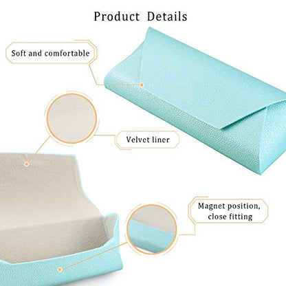 LifeArt Eyeglass Case Hard Shell, Portable Sunglass Case, Fashionable PU Leather Eyeglass Case, Lightweight - color: A_638_blue