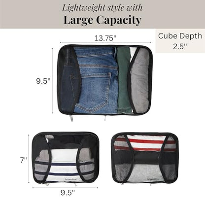 Baggallini Compression Cube 3-piece set - Lightweight Compression Packing Cubes for Travel - color: Black