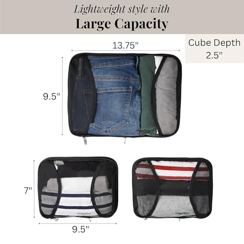 Baggallini Compression Cube 3-piece set - Lightweight Compression Packing Cubes for Travel - color: Black