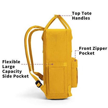 KALIDI Casual Laptop Backpack 15 Inches Classic Camping Rucksack Travel Outdoor Square Daypack College Hiking Gym Bag, Yellow - color: Yellow