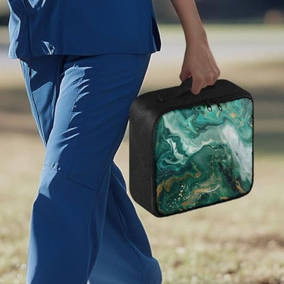 Empty First Aid Bag Green Marble Print Hummingbird Floral First Responder Case for Emergency Teams and Family Use Includes Modular Inserts Wear Resistant Zippers Breathable Back Panel - color: Green Marble Print