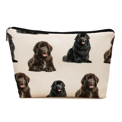 Newfound Dog Makeup Bag, Newfound Lovers Gifts Cosmetic Bag for Women, Dog Mom Lovers Owner Gifts for Women Christmas, Pet Lover Gift Zipper Travel Makeup Pouch for Purse - color: newfoundland