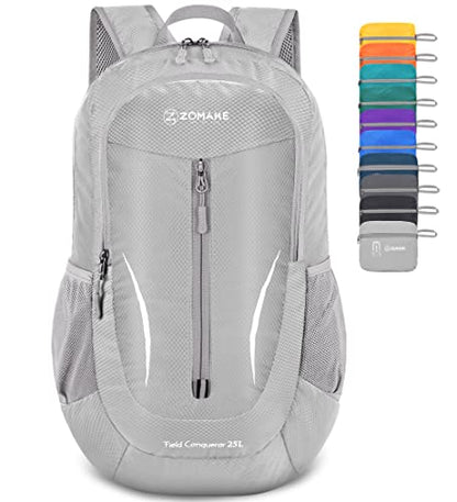 ZOMAKE Ultra Lightweight Packable Backpack 25L, Foldable Hiking Backpacks Water Resistant Small Folding Daypack for Travel(Sliver Grey) - color: Sliver Grey
