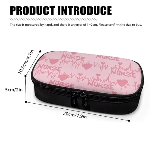 Pink ECG Print Diabetes Travel Case for Blood Sugar Monitor, Diabetic Medication Insulated Cool Organizer with 2 Zipper + 2 Inner Compartments for Travel Essential - color: Nurse Pink Ecg