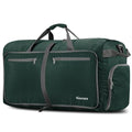 Gonex Large Foldable Travel Duffle Bag with Shoes Compartment, Packable Lightweight Water Repellent Duffel Bag for Camping Gym Weekender Bag - color: Blackish Green, size: 100L