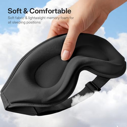 LitBear Long Lash Sleep Mask for Women Men Side Sleeper, 3D Contoured Light Blocking Sleeping Mask, Soft Comfortable Eye Mask Sleep with Adjustable Strap, Pouch for Travel, Black - color: Black
