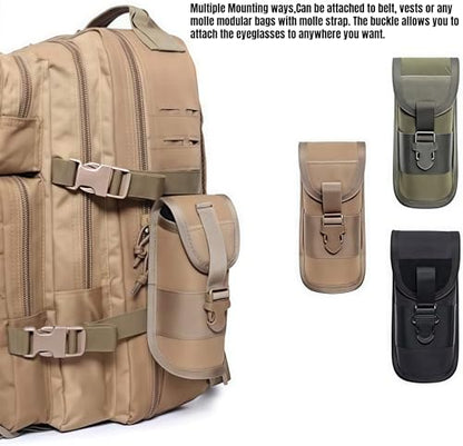 ACEXIER MOLLE Glasses Pouch Outdoor Durable Tactical Pouch Sunglasses Case Army Style Flashlight Pouch with Buckle - color: Green