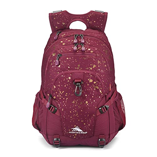 High Sierra Loop Backpack, Travel, or Work Bookbag with tablet sleeve, One Size, Copper Splatter/Maroon - color: Copper Splatter/Maroon