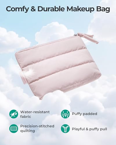 BAGSMART Small Puffy Water-Resist Makeup Bag for Women - color: Cherry Red, size: Small