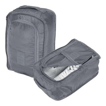 Foldable Travel Shoe Bag, Waterproof Shoe Pouches Organizer with Handle Travel Packing Cubes -Fitting for Storing (Sneakers/Sandals/Fitness Shoes) 2 Pcs & Gray - color: Gray