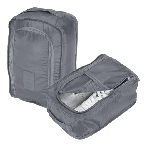 Foldable Travel Shoe Bag, Waterproof Shoe Pouches Organizer with Handle Travel Packing Cubes -Fitting for Storing (Sneakers/Sandals/Fitness Shoes) 2 Pcs & Gray - color: Gray