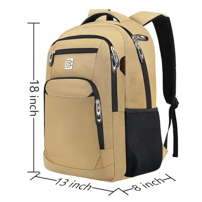 Volher Laptop Backpack,Business Travel Anti Theft Slim Durable Laptops Backpack,Water Resistant College Computer Bag for Women & Men Fits 15.6 Inch Laptop and Notebook-Khaki - color: Khaki, size: 15.6 Inch, style: Laptop