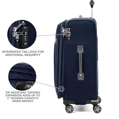 Travelpro Platinum Elite Softside Expandable Luggage, 8 Wheel Spinner Suitcase, TSA Lock, Men and Women, Dark Blue, 2-Piece Set (21/25) - color: Dark Blue, size: 2-Piece Set (21/25)