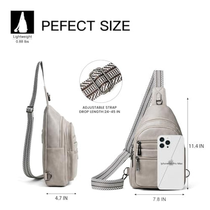Leresas Sling Bag for Women Crossbody Bags Fanny Packs Sling Purse Backpack Shoulder Bag Vegan Leather Chic Gifts Travel Handbag Light Grey - color: Light Grey