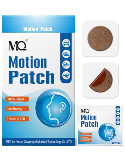 MQ Motion Sickness Patch,50 Count,Non Drowsy Sea Sickness Patches Behind Ear for Cruise Ship Travel, Waterproof Car Sick Patches Fast Acting & Long Last 72H - size: 50 Count (Pack of 2)