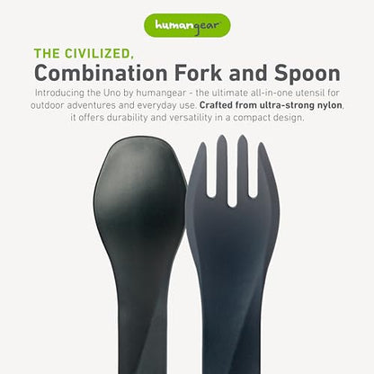 humangear GoBites Uno | Travel & Camping Utensils | Portable & Convertible Dining Ware | Multi-Functional Spork, Gray - color: Gray