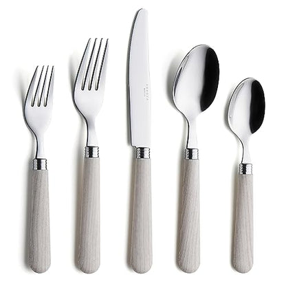 ANNOVA Silverware Set Stainless Steel Colorful Tableware Kitchen Flatware Set Utensils, Includes Dinner Knives, Forks, Spoons, Salad Forks & Dessert Spoons (Wood, 20 Pieces) - color: Wood