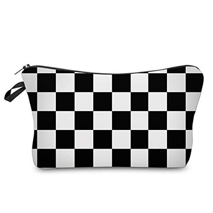 Deanfun Cosmetic Bag for Women, Black White Lattice Waterproof Makeup Bags Roomy Toiletry Pouch Travel Accessories Gifts (51782) - color: 51782