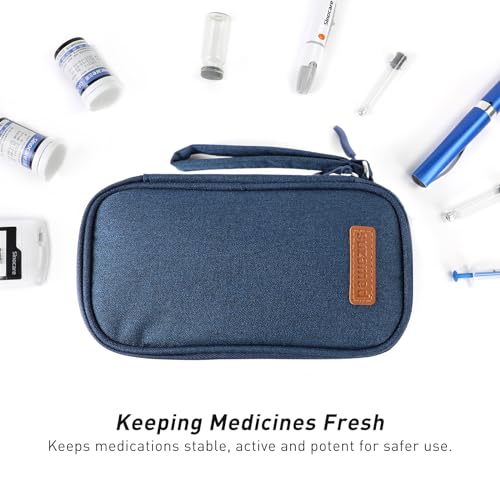 suzamed Insulin Cooler Travel Case, Double Layer Medicine Kit Diabetes Travel Case, Portable Medicine Organizer with 2Pack 150g Ice Pack TSA Approved for Insulin Pens Diabetic Supplies (Blue) - color: Blue