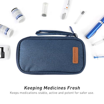 suzamed Insulin Cooler Travel Case, Double Layer Medicine Kit Diabetes Travel Case, Portable Medicine Organizer with 2Pack 150g Ice Pack TSA Approved for Insulin Pens Diabetic Supplies (Blue) - color: Blue