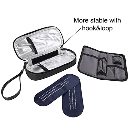 apollo walker Insulin Cooler Travel Case Diabetic Medication Cooler with Ice Packs and Insulation Liner insulin travel case tsa approved - color: Black, size: Small