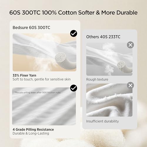 Bedsure Bed Pillows Queen Size Set of 2, Hotel-Quality Down Alternative Gusseted Pillows, PureWoven 100% Cotton Shell, Dual Chamber Construction for Fluffy Support, Ideal for Back & Stomach Sleepers - size: Queen