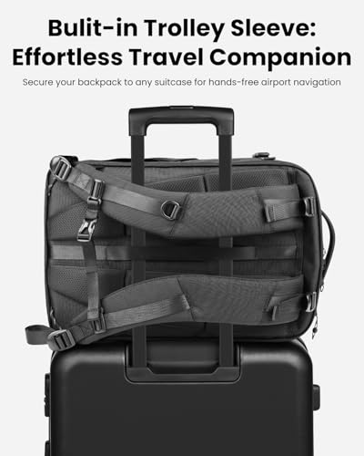 Portal Travel Backpack for Men Women, 28L/38L Expandable Carry On Backpack, TSA Friendly Flight Approved Luggage Sleeve, Water Resistant Business Laptop Backpack for Travel Work Commute - size: 38L