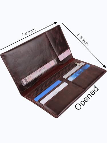 Genuine leather banknote wallet Travel Brown Cognac (leather, durable stitching, folds in half, holds 4 cards, coin pocket, flat banknote compartment)