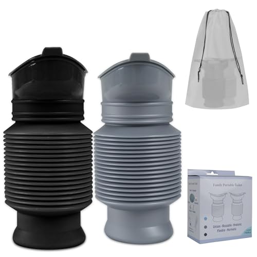 Pee Bottles for Men, Adjustable Emergency Urinal 750ml, Car Pee Bottle for Men and Women, Portable Toilet for Car, Shrinkable Personal Mobile Toilet,Urine Bottle, Travelling, Traffic Jams & Hiking - color: gray and black