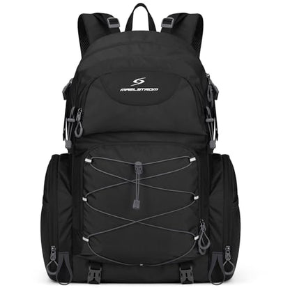 Maelstrom Hiking Backpack, 40L Waterproof Camping Daypack for Men and Women, Lightweight Travel Pack with Rain Cover (Black) - color: Black