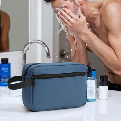 Travel Hanging Toiletry Bag with Carry Handle - Water-Resistant Small Cosmetic Organizer for Men & Women, Makeup, Shaving Kit, Gym & Travel Essentials (Navy Blue) - color: Navy Blue