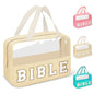 Chenille Letter Bible Bag Cover Case for Women,Preppy Bible Study Supplies Church Bag Purse Bible Accessories with Handle Zipper,Waterpoof Travel Makeup Bag Christmas Christian Gifts(BIBLE-Beige) - color: BIBLE-Beige