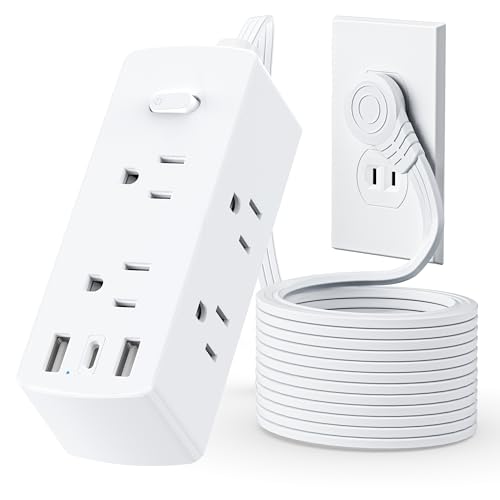 2 Prong Flat Plug Power Strip, Olcorife 2 Prong to 3 Prong Outlet Adapter, 5 FT Flat Extension Cord with 6 Outlets 3 USB Ports(1 USB C), US to Japan Plug Adapter - size: 5 FT, style: 6AC(2 Prong Plug)