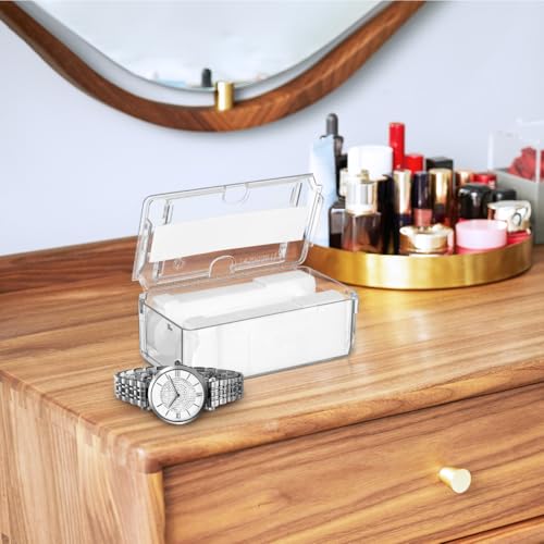 Healeved Acrylic Display Watch Case Clear Box with Inner Holder Watch Display Case for Wristwatches Portable Container for Women Men, 4.72X2.63X1.65In