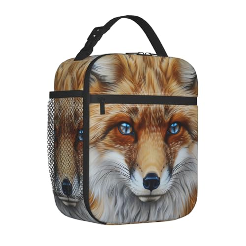 Insulated Lunch Box for Kids Boys Girls, Reusable Lunch Bag for School, Office, Work, Picnic, Travel, Fox Face Lunch Box - color: lunch box 73