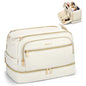 Hanke Travel Toiletry Bag, Lightweight Wide-open Makeup Bag, Dual-Layer Travel Bag for Toiletries Water-Resistant Cosmetic Bags Large Toiletry Bags for Women & Men, Travel Essentials, Off White - color: Off White