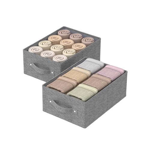 Collapsible Storage Boxes, Fabric Organizer Baskets, Cube Bins for Organizing Home, Office and Closet, Grey, 2 Pack, 13.0x9.0 x5.5in - color: Grey, size: 13.0x9.0x5.5 in(2 Pack)