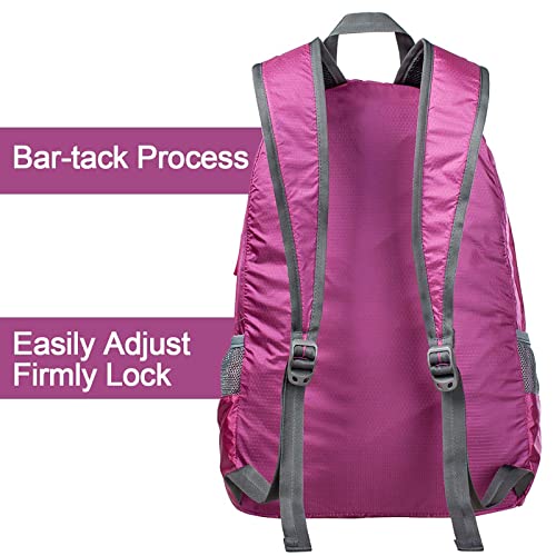G4Free 20L Lightweight Packable Backpack Travel Hiking Daypack Foldable Backpack for Men Women - color: A-pink