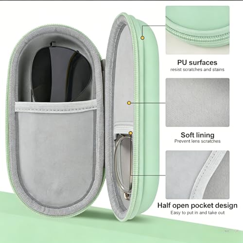 Double Glasses Case,Dual Eyeglasses & Sunglasses Organizer with Clip Zipper Closure for Travel 2 Pairs Storage Box - color: Green