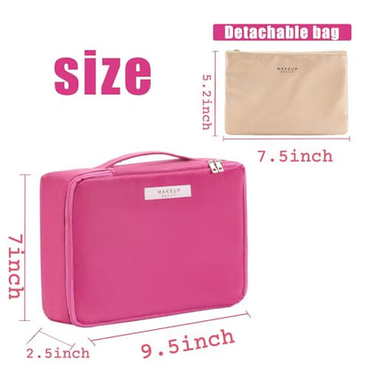 Queboom Travel Makeup Bag Cosmetic Bag Makeup Bag Toiletry bag for women and men (Rosy) - color: Rosy