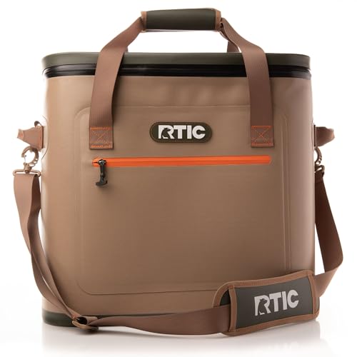 RTIC Ultra-Tough Soft Cooler 50 Can, Insulated Bag Portable Ice Chest Box for Lunch, Beach, Drink, Beverage, Travel, Camping, Picnic, Car, Trips, Floating Cooler Leak-Proof with Zipper - color: Tan
