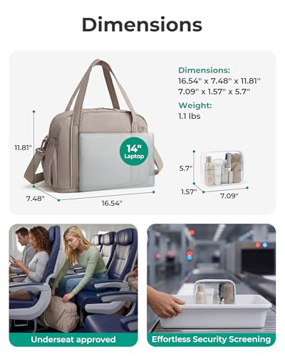 BAGSMART Expandable Personal Item Travel Bag, Lightweight Gym Bag for Women, 24L Weekender Travel Duffle with Toiletry Bag, Carry on Overnight Duffel, Camel - color: Camel