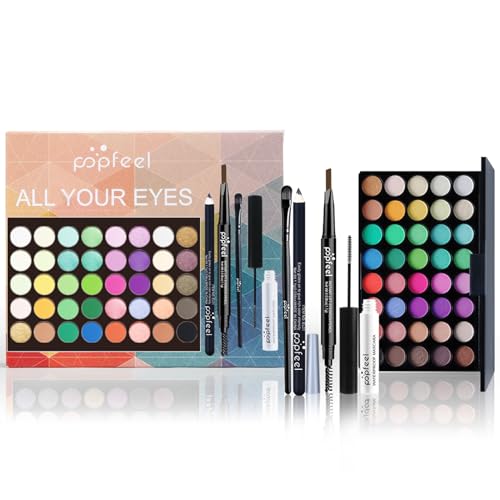 FantasyDay All in One Makeup Kit for Women Full Kit Girls Makeup Gift Sets Xmas Essential Bundle Include Eyeshadow Palette Lipstick Blush Concealer Eyeliner Mascara Foundation Brush Eyebrow Pencil - color: SET001B