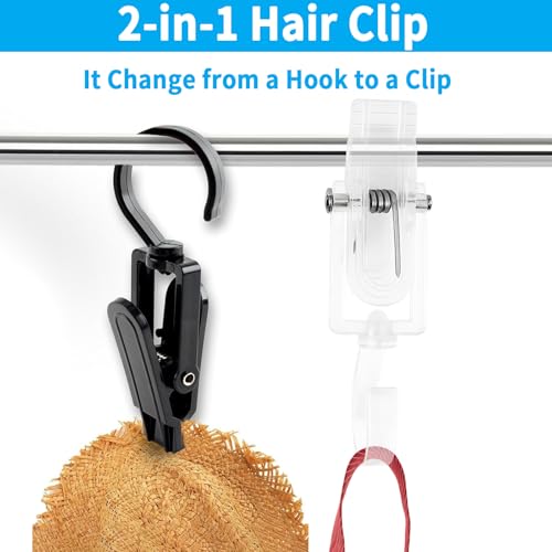 VinBee 20 PCS Laundry Hooks with Clips Super Strong Plastic Home Travel Swivel Hanging Hanger Closet Organizer Clamps Socks Boot Bras Towels for Bathroom Wardrobe Kitchen Office - 4.3 Inches (Clear) - color: Clear