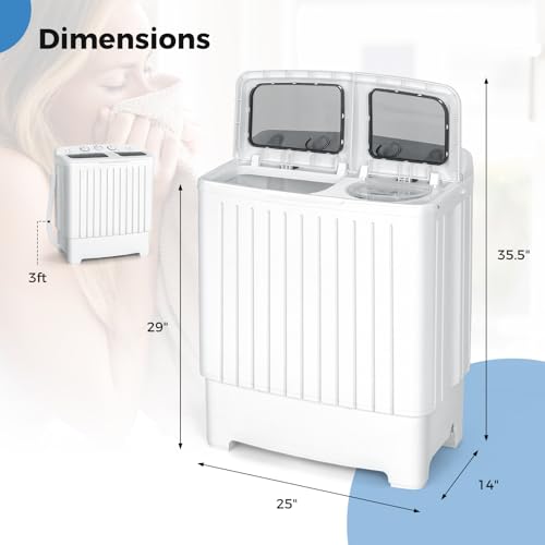 COSTWAY Portable Washing Machine, Twin Tub 20 Lbs Capacity, Compact Laundry Washer(12 Lbs) and Spinner(8 Lbs), Durable Design, Timer Control, Perfect for RV, Apartments and Dorms, Grey+White - color: Grey+White