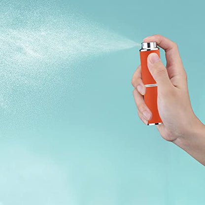 Travel Perfume Bottle Refillable - 8ML Leather Empty Mini Cologne Spray Atomizer Men - Small Fragrance Sample Sprayer - Portable Refill Travel Essentials Container with Pink Orange - color: Pink, Orange